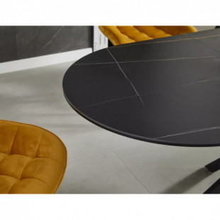 Stół owalny rozkładany Gaston Ceramic 140cm czarny efekt marmuru / czarny mat Signal