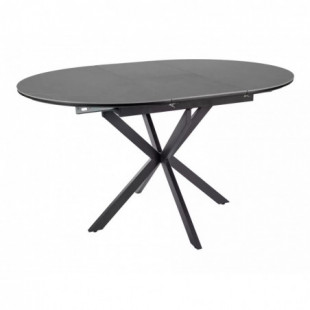 Stół okrągły rozkładany Gaston Ceramic 100cm szary efekt marmuru / czarny mat Signal