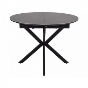Stół okrągły rozkładany Gaston Ceramic 100cm szary efekt marmuru / czarny mat Signal