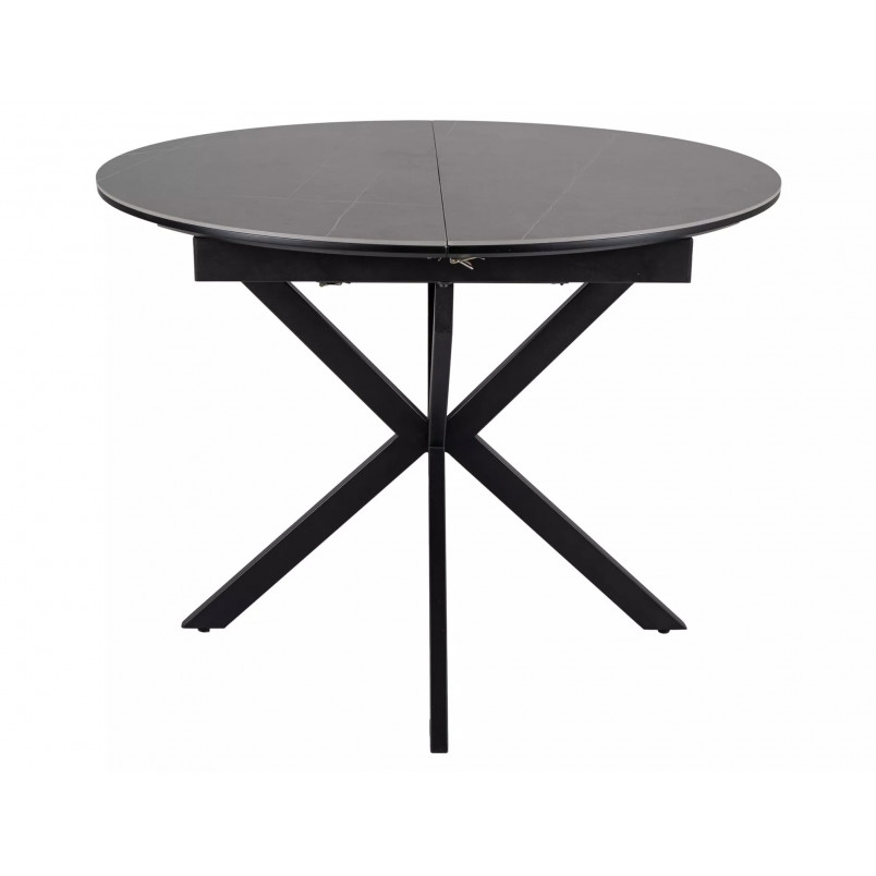 Stół okrągły rozkładany Gaston Ceramic 100cm szary efekt marmuru / czarny mat Signal