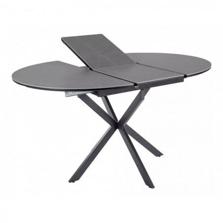 Stół okrągły rozkładany Gaston Ceramic 100cm szary efekt marmuru / czarny mat Signal