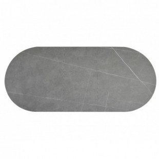 Stół owalny rozkładany Gaston Ceramic szary efekt marmuru 140cm / czarny mat Signal
