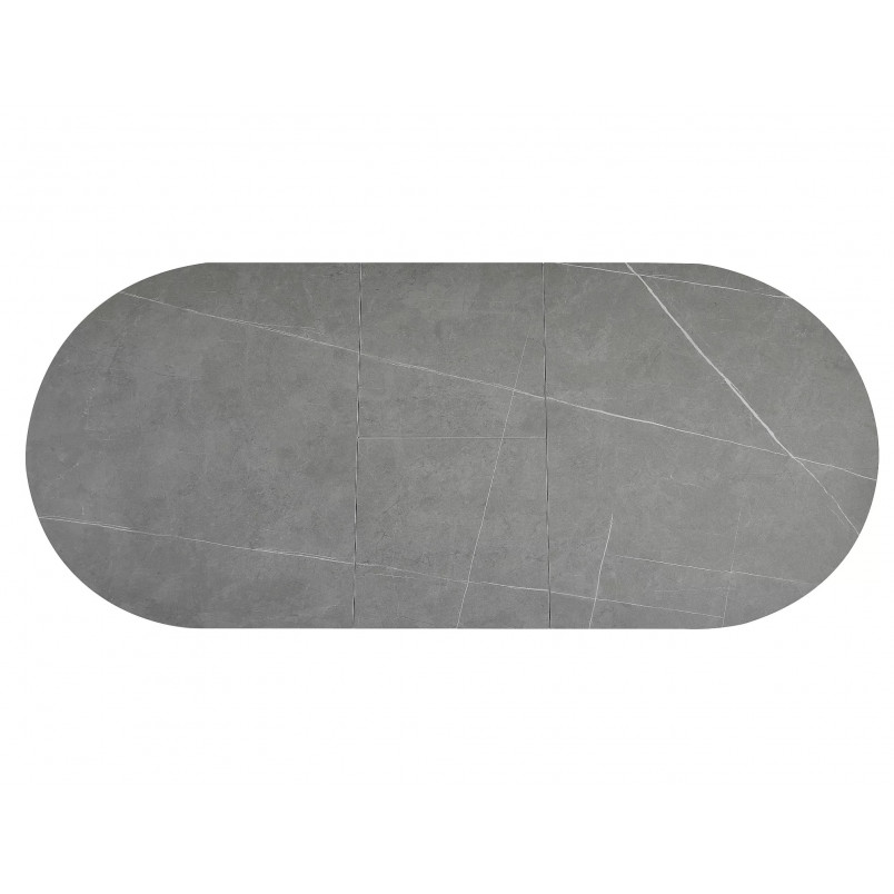 Stół owalny rozkładany Gaston Ceramic szary efekt marmuru 140cm / czarny mat Signal