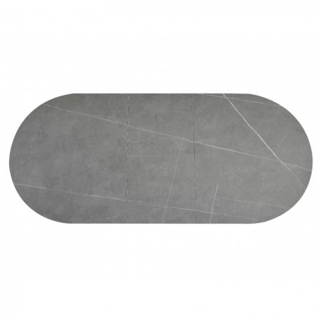 Stół owalny rozkładany Gaston Ceramic szary efekt marmuru 140cm / czarny mat Signal