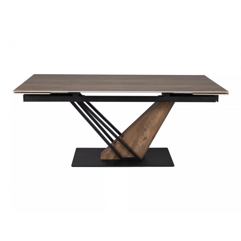 Stół nowoczesny rozkładany Genesis Legno 160-220x90cm dąb efekt drewna / czarny mat Signal