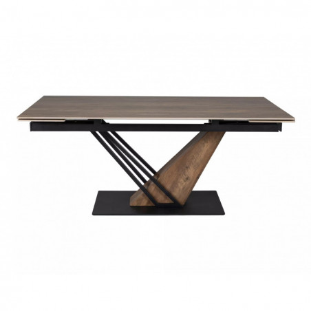 Stół nowoczesny rozkładany Genesis Legno 160-220x90cm dąb efekt drewna / czarny mat Signal