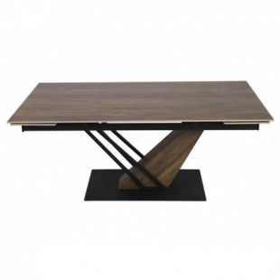 Stół nowoczesny rozkładany Genesis Legno 160-220x90cm dąb efekt drewna / czarny mat Signal