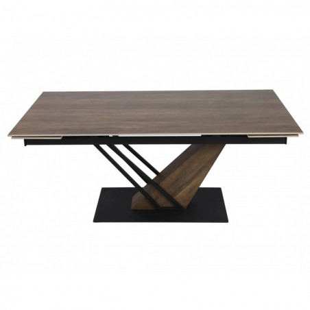 Stół nowoczesny rozkładany Genesis Legno 160-220x90cm dąb efekt drewna / czarny mat Signal