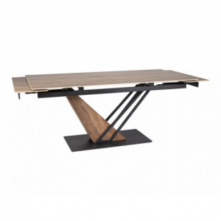 Stół nowoczesny rozkładany Genesis Legno 180-240x90cm dąb efekt drewna / czarny mat Signal