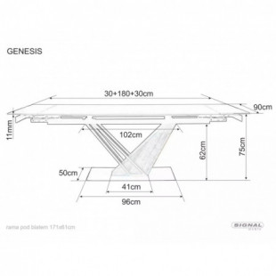 Stół nowoczesny rozkładany Genesis Legno 180-240x90cm dąb efekt drewna / czarny mat Signal