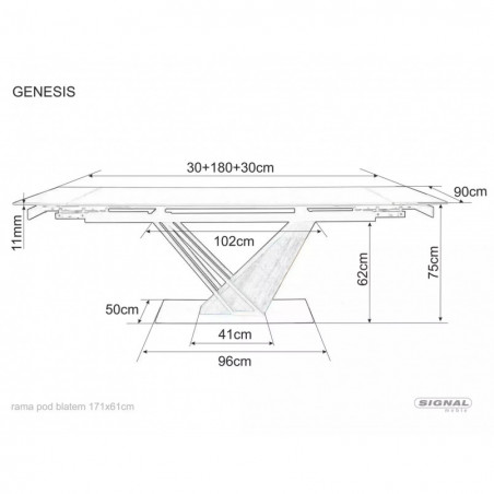 Stół nowoczesny rozkładany Genesis Legno 180-240x90cm dąb efekt drewna / czarny mat Signal
