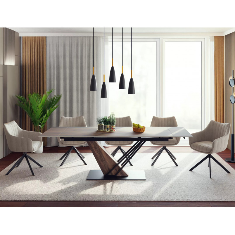 Stół nowoczesny rozkładany Genesis Legno 180-240x90cm dąb efekt drewna / czarny mat Signal