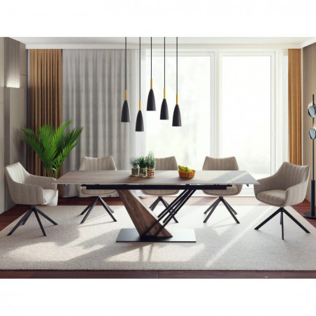 Stół nowoczesny rozkładany Genesis Legno 180-240x90cm dąb efekt drewna / czarny mat Signal
