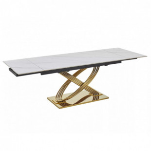 Stół ceramiczny rozkładany Hermes 160-240x90cm biały efekt marmuru / złoty Signal