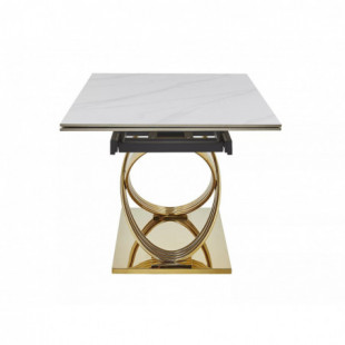 Stół ceramiczny rozkładany Hermes 160-240x90cm biały efekt marmuru / złoty Signal
