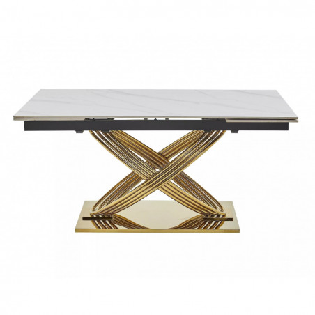 Stół ceramiczny rozkładany Hermes 160-240x90cm biały efekt marmuru / złoty Signal