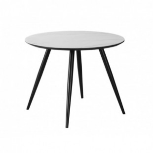 Stół okrągły ceramiczny Ideal Ceramic 100cm biały efekt marmuru / czarny Signal