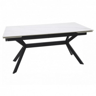 Stół rozkładany Imperia 160-220x90cm biały efekt marmuru / czarny mat Signal