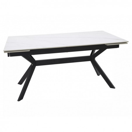 Stół rozkładany Imperia 160-220x90cm biały efekt marmuru / czarny mat Signal