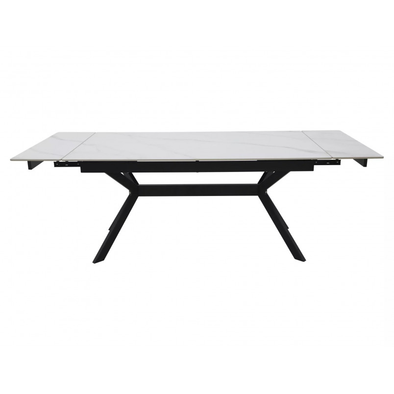 Stół rozkładany Imperia 180-240x90cm biały efekt marmuru / czarny mat Signal