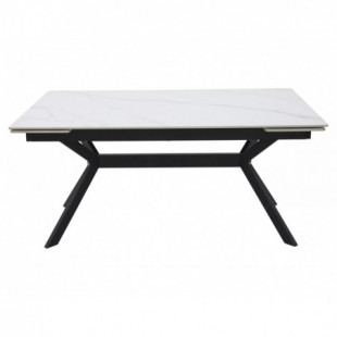 Stół rozkładany Imperia 180-240x90cm biały efekt marmuru / czarny mat Signal