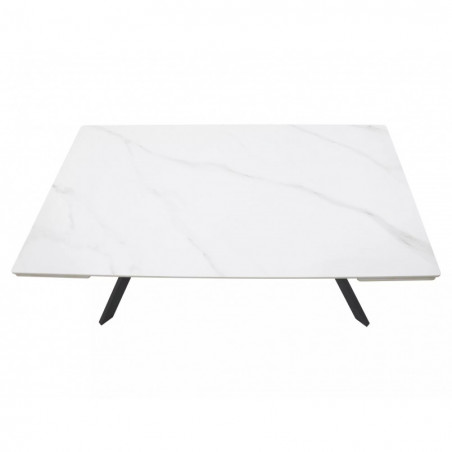 Stół rozkładany Imperia 180-240x90cm biały efekt marmuru / czarny mat Signal