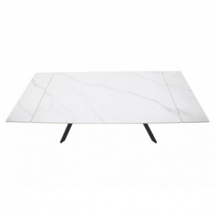 Stół rozkładany Imperia 180-240x90cm biały efekt marmuru / czarny mat Signal