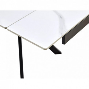 Stół rozkładany Imperia 180-240x90cm biały efekt marmuru / czarny mat Signal