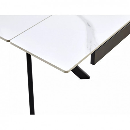Stół rozkładany Imperia 180-240x90cm biały efekt marmuru / czarny mat Signal