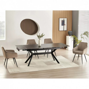 Stół rozkładany Imperia 160-220x90cm czarny efekt marmuru / czarny mat Signal