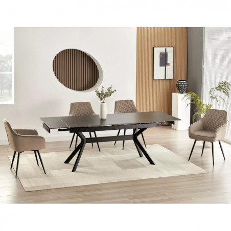 Stół rozkładany Imperia 160-220x90cm czarny efekt marmuru / czarny mat Signal