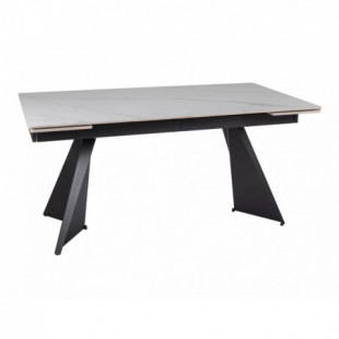 Stół rozkładany ceramiczny Laconi 160-220x90cm biały mat efekt marmuru / czarny Signal