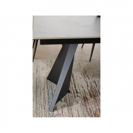 Stół rozkładany ceramiczny Laconi 160-220x90cm biały mat efekt marmuru / czarny Signal