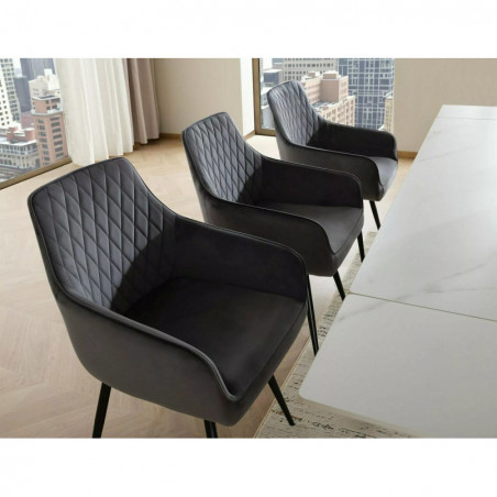Stół rozkładany ceramiczny Laconi 160-220x90cm biały mat efekt marmuru / czarny Signal