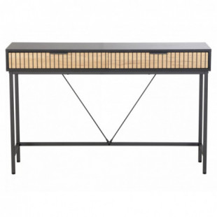 Konsolka ryflowana z 2 szufladami Mago 120x30cm czarny / dąb Signal