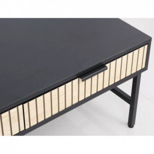 Stolik ryflowany na nóżkach z szufladami Mago 100x48cm czarny / dąb Signal