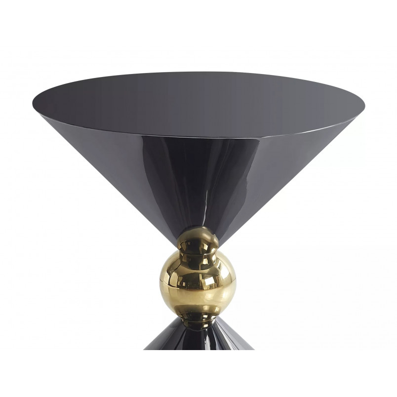 Stolik boczny klepsydra Mira 50cm czarny połysk / złoty Signal