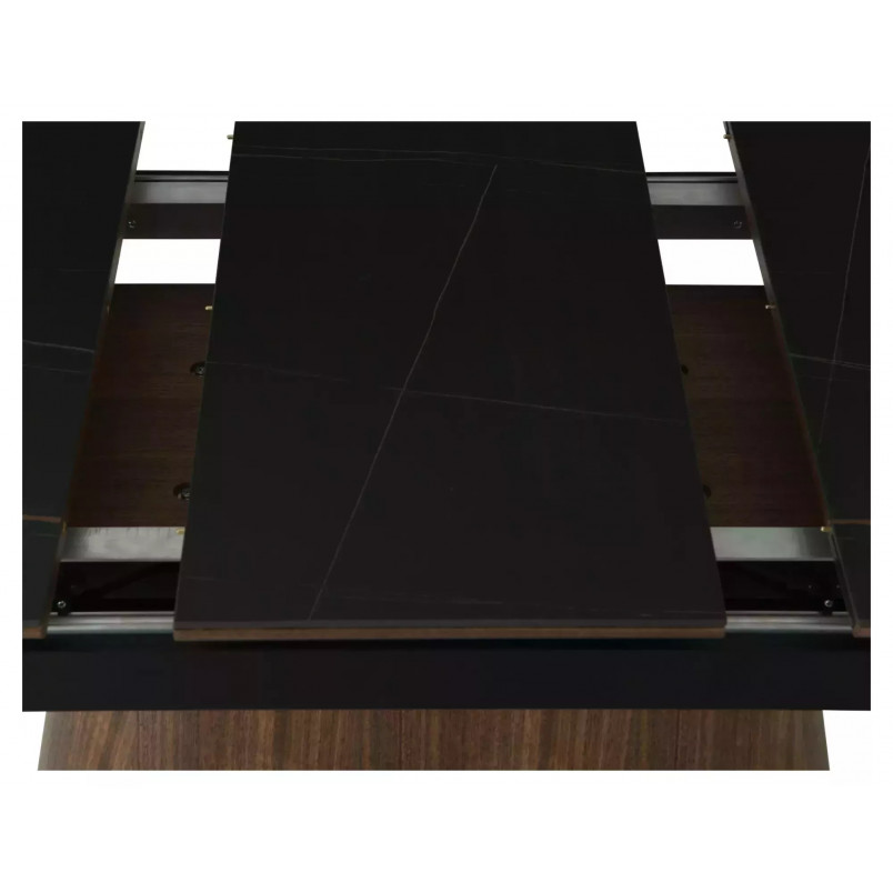 Stół rozkładany na jednej nodze Monaco 160-200x90cm czarny mat / orzech Signal