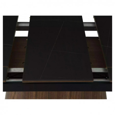 Stół rozkładany na jednej nodze Monaco 160-200x90cm czarny mat / orzech Signal
