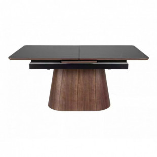 Stół rozkładany na jednej nodze Monaco 160-200x90cm czarny mat / orzech Signal