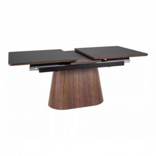 Stół rozkładany na jednej nodze Monaco 160-200x90cm czarny mat / orzech Signal