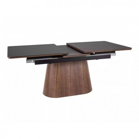 Stół rozkładany na jednej nodze Monaco 160-200x90cm czarny mat / orzech Signal