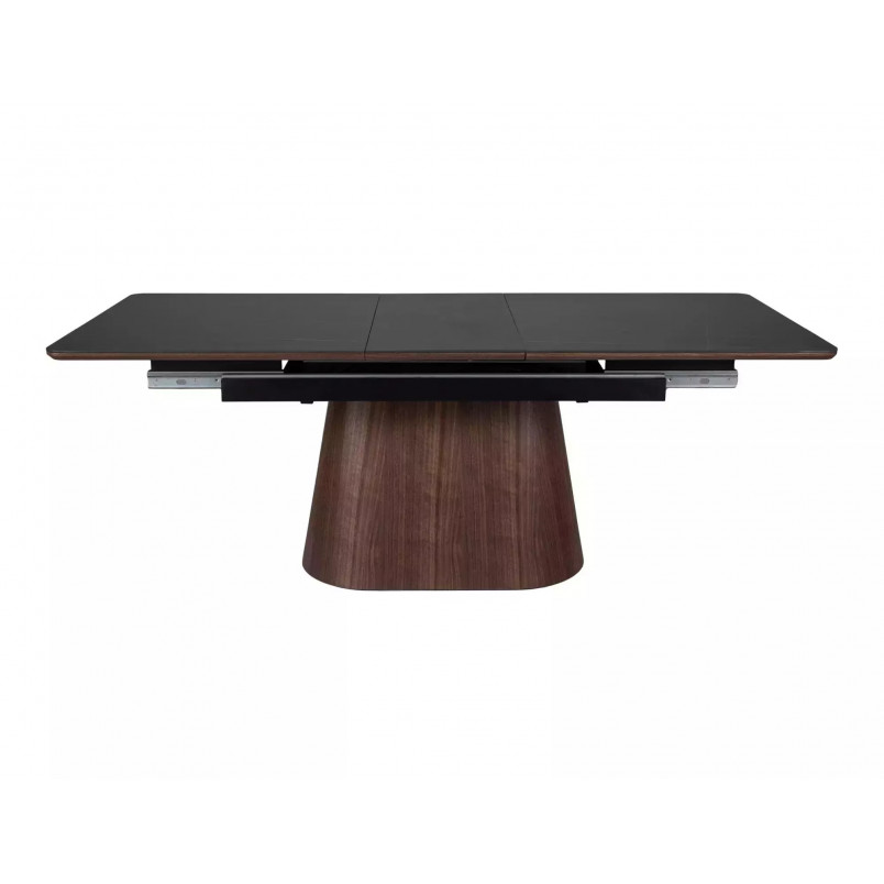 Stół rozkładany na jednej nodze Monaco 160-200x90cm czarny mat / orzech Signal