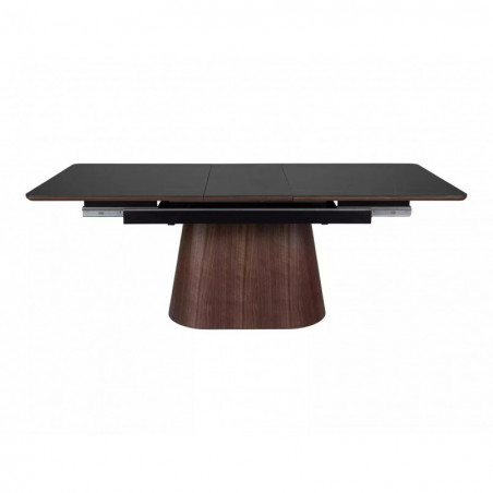 Stół rozkładany na jednej nodze Monaco 160-200x90cm czarny mat / orzech Signal