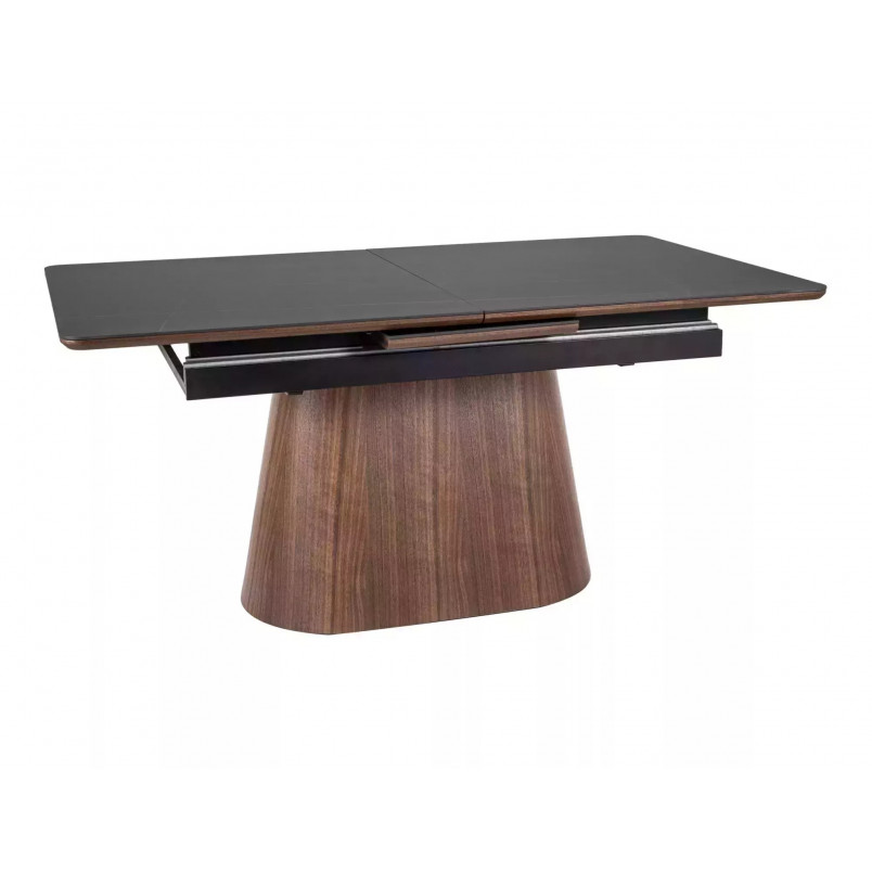 Stół rozkładany na jednej nodze Monaco 160-200x90cm czarny mat / orzech Signal