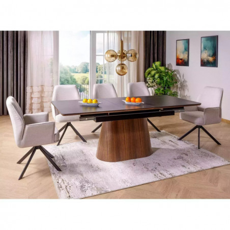 Stół rozkładany na jednej nodze Monaco 160-200x90cm czarny mat / orzech Signal