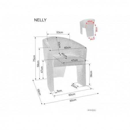 Fotel tapicerowany Nelly Brego szary Signal