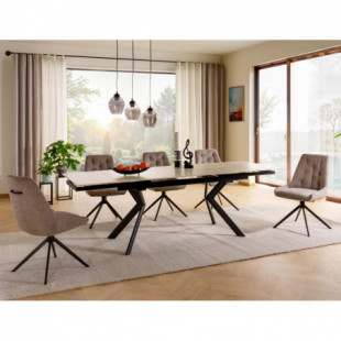 Stół rozkładany ceramiczny Norton 160-240x90cm travertine beżowy / czarny mat Signal