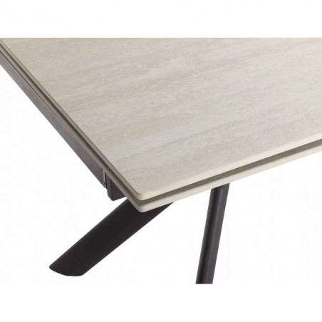 Stół rozkładany ceramiczny Norton 160-240x90cm travertine beżowy / czarny mat Signal