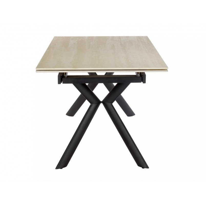 Stół rozkładany ceramiczny Norton 160-240x90cm travertine beżowy / czarny mat Signal
